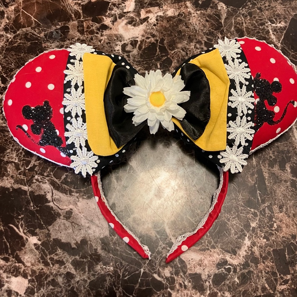 Red and Yellow Minnie Mouse Ears Headband